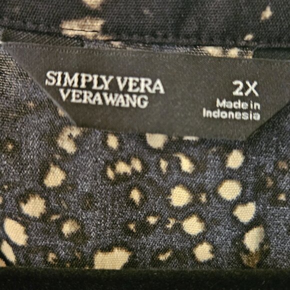 Simply Vera Vera Wang 2X Dolman Popover Blouse Black Diamond Dye NWOT - Picture 5 of 9